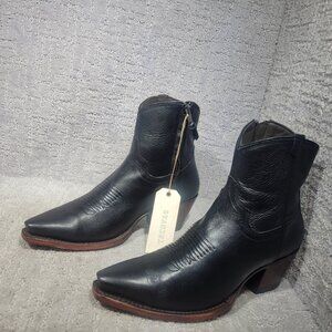 Tecovas The Daisy Women's Size US 8.5B Midnight Cowhide Leather Zip Bootie Shoes